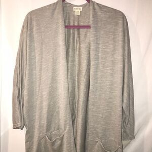 Donni. Women's Open Front Long Sleeve Striped Gray Cardigan Size LT